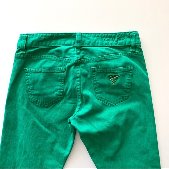 Guess Jeans Skinny Zipper Green Pants 26 - Picture 4 of 6